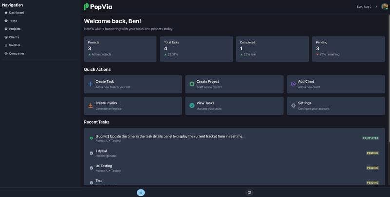 Popvia Dashboard - Analytics Platform